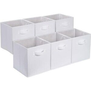 Fabric Cube Storage Bins Set of 6 Collapsible Organizer Boxes with Handles